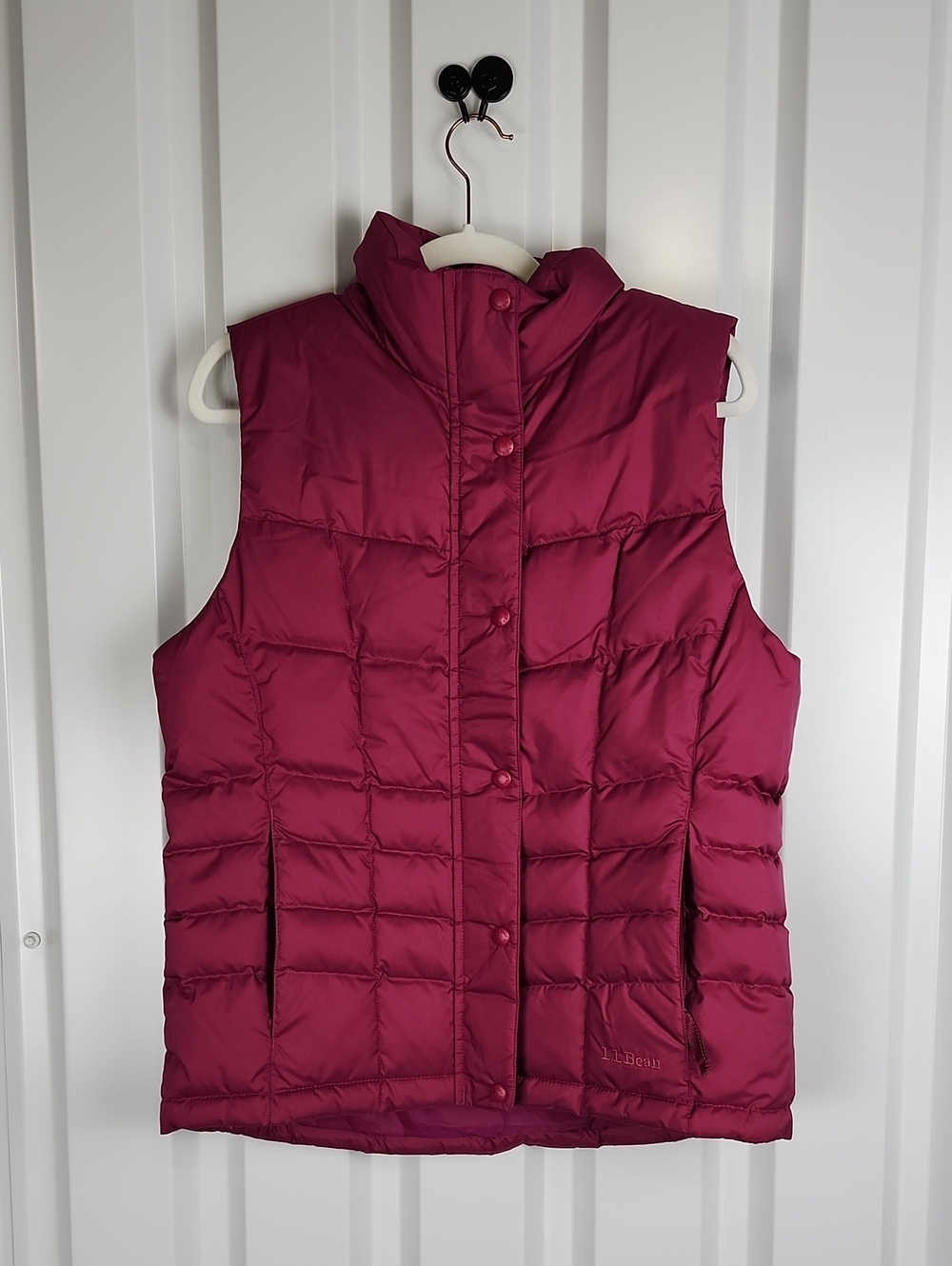 L.L. Bean Womens Quilted Down Puffer Vest Medium Magenta Downtex Pertex Layering